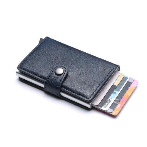 Σκούρο μπλε RFID προστασία πορτοφόλι κάτοχος καρτών 5pcs κάρτες (γνήσιο δέρμα) 1
