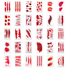 30 Sheets Halloween Scar Temporary Tattoos, Temporary Tattoo with Horror Fake Bloody Scar Wound Realistic Waterproof Halloween Tattoo Sticker