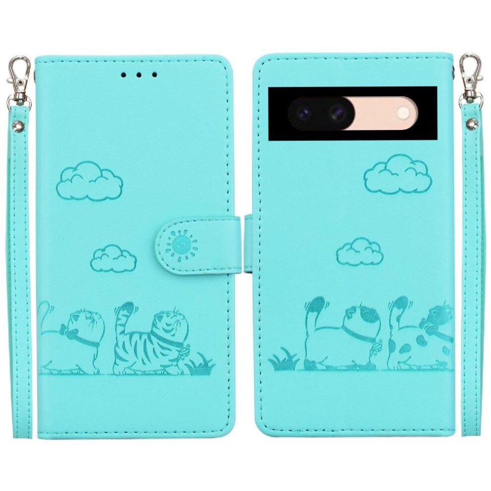 (Green) Flip Case For Google Pixel 8A Card Slot Holder Kickstand Leather Wallet Cat Rfid Green 764762801663