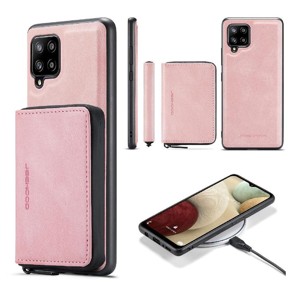 (Pink) Case For Samsung Galaxy A12 5G Magnetic Detachable Phone Case Multifunctional Wallet Case Wireless Charging Pink 764762802110