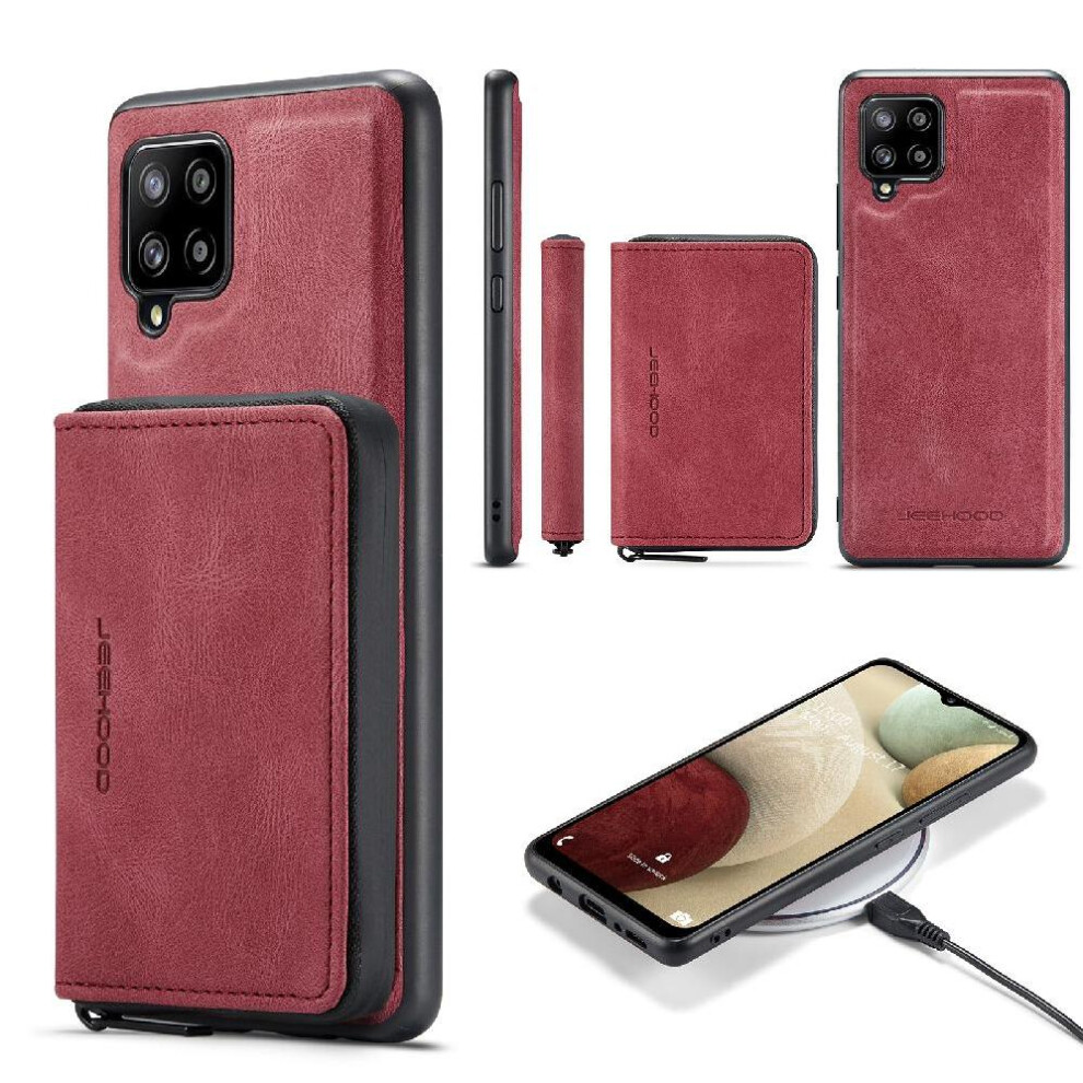 (Red) Case For Samsung Galaxy A12 5G Magnetic Detachable Phone Case Multifunctional Wallet Case Wireless Charging Red 764762802073