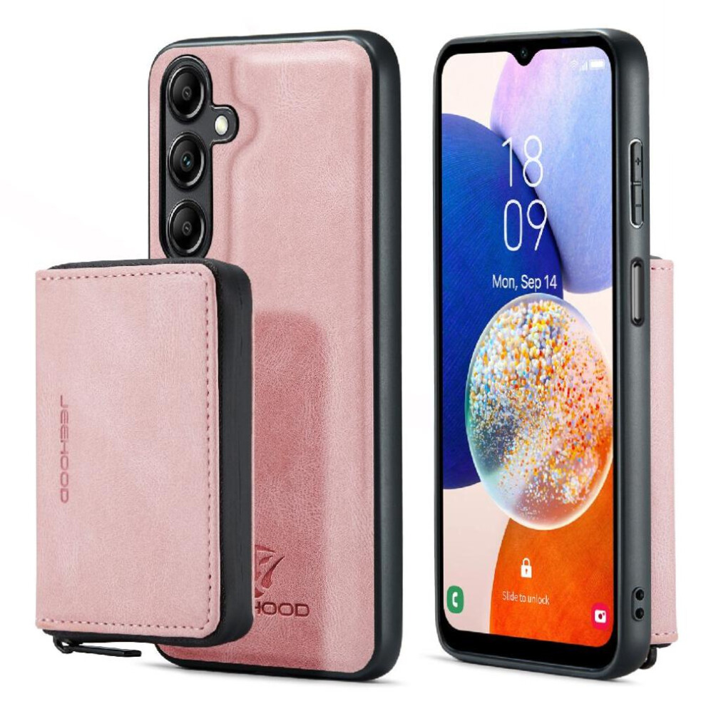 (Pink) Case For Samsung Galaxy A14 5G Wireless Charging Multifunctional Magnetic Detachable Phone Case Wallet Case Pink 764762802219