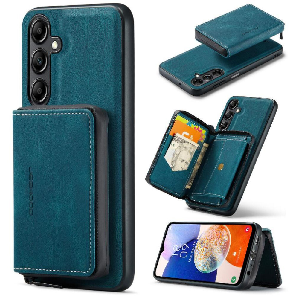 (Blue) Case For Samsung Galaxy A14 4G Multifunctional Wallet Case Wireless Charging Magnetic Detachable Phone Case Blue 764762802240