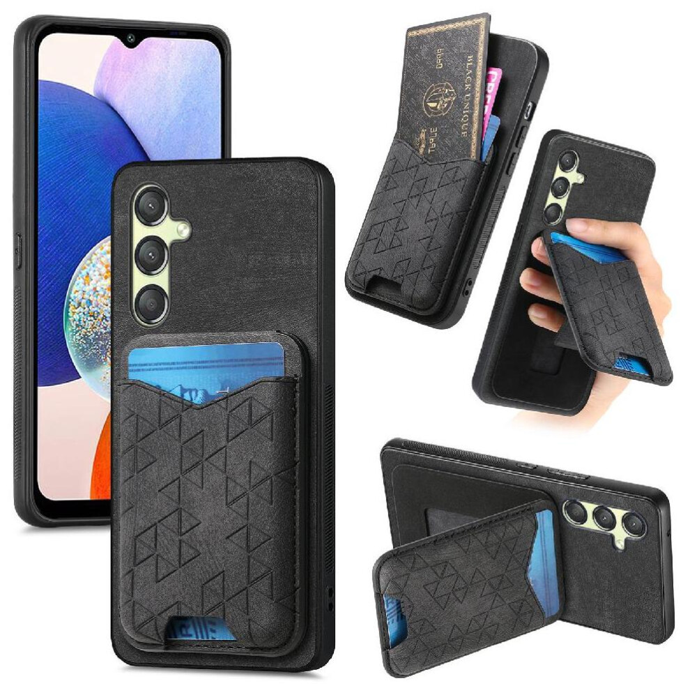(Black) Case For Samsung Galaxy A14 Retro Stand Stable Grip Card Slot Black 764762802783