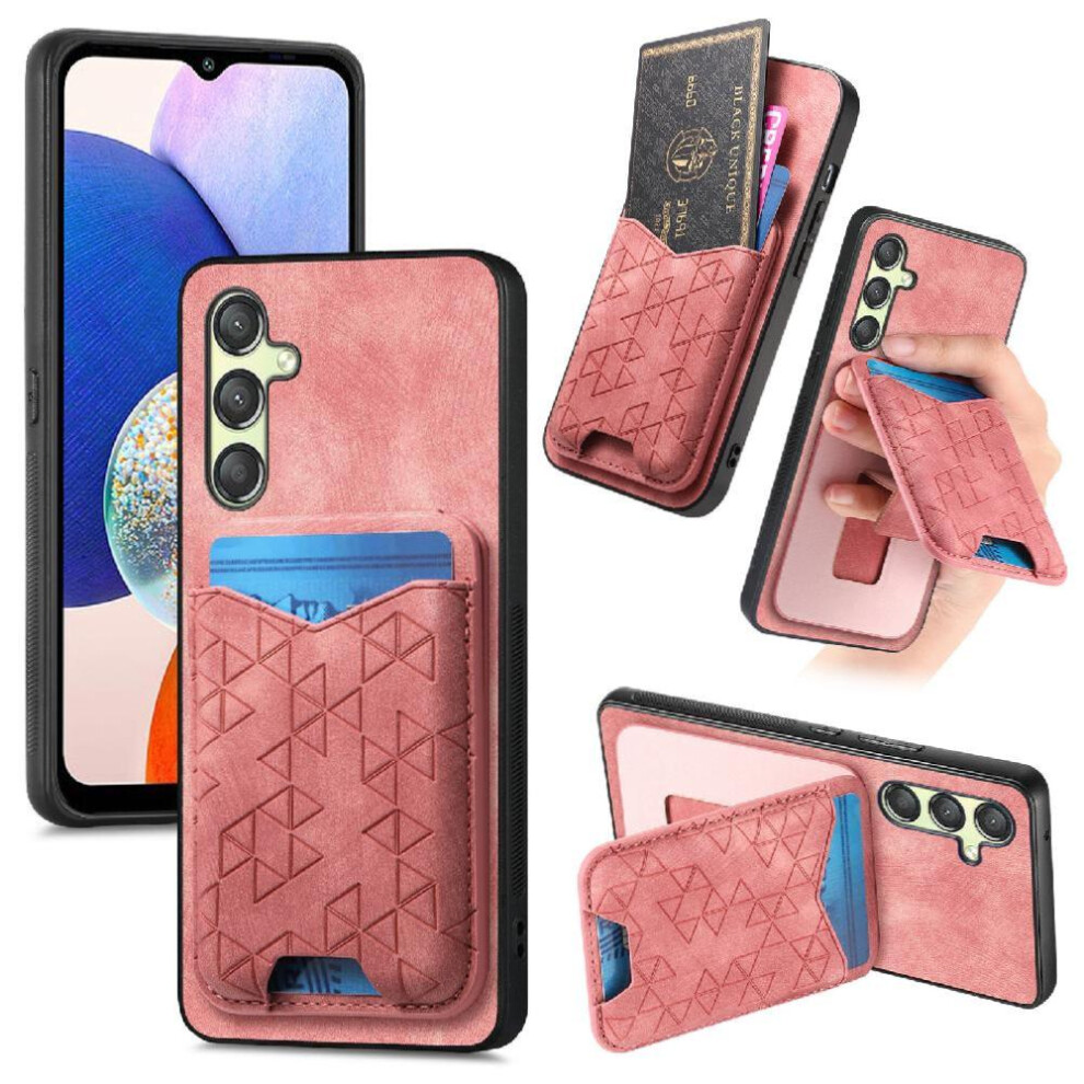 (Pink) Case For Samsung Galaxy A14 Retro Stand Stable Grip Card Slot Pink 764762802752