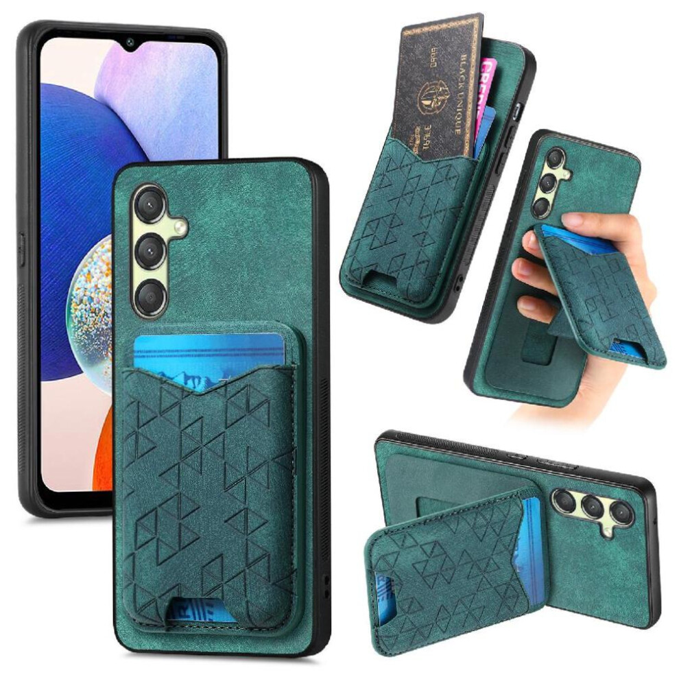(Green) Case For Samsung Galaxy A14 Retro Stand Stable Grip Card Slot Green 764762802776