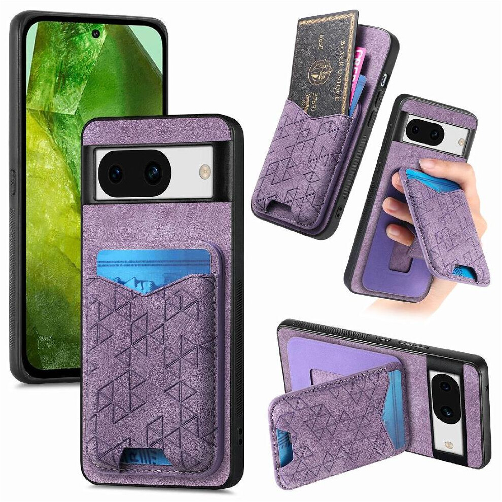 (Purple) Case For Google Pixel 8A Retro Stand Card Slot Stable Grip Purple 764762802882