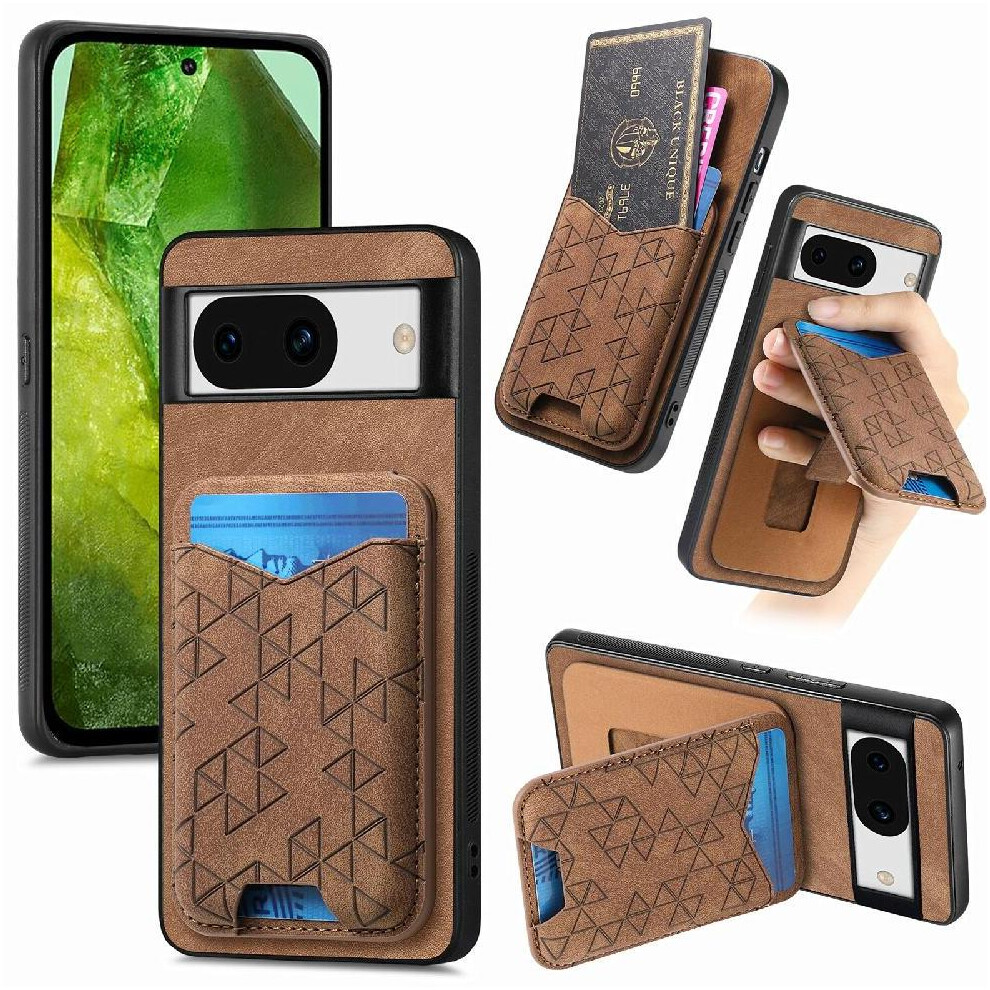 (Brown) Case For Google Pixel 8A Retro Stand Card Slot Stable Grip Brown 764762802929