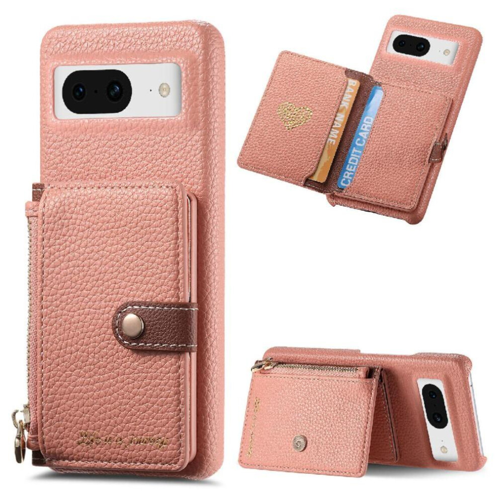 (Pink) Case For Google Pixel 8A Shockproof Zipper Wallet Stand Wallet Pink 764762803759