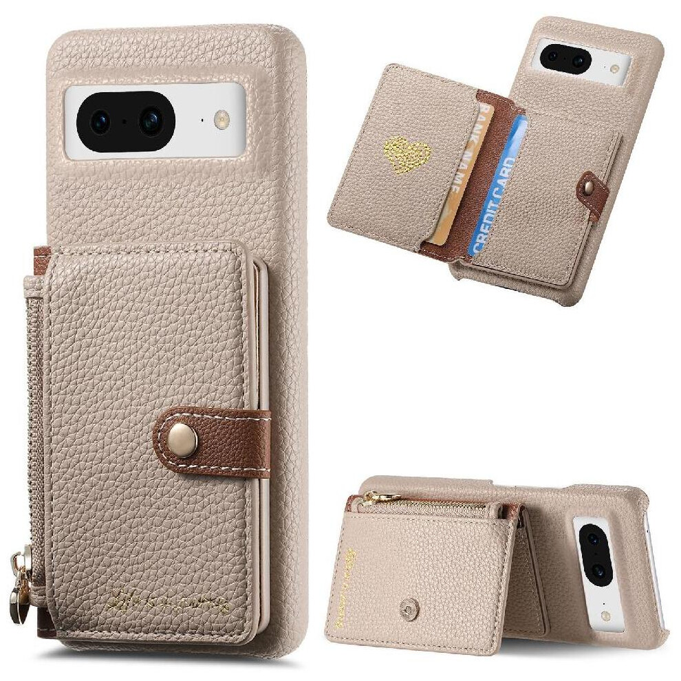 (Khaki ) Case For Google Pixel 8A Shockproof Zipper Wallet Stand Wallet 764762803711