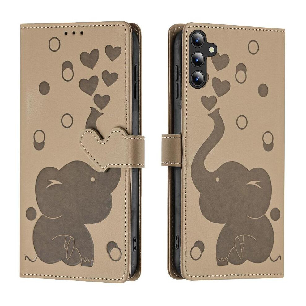 (Khaki ) Flip Case For Samsung Galaxy A15 4G/5G Three Card Slots Premium Leather Kickstand 764762803810