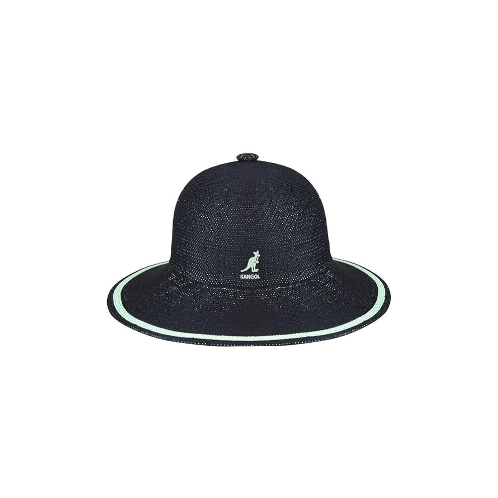 Kangol Womens Tropic Wide Brim Stripe Casual Lightweight Bucket Hat - Black - L