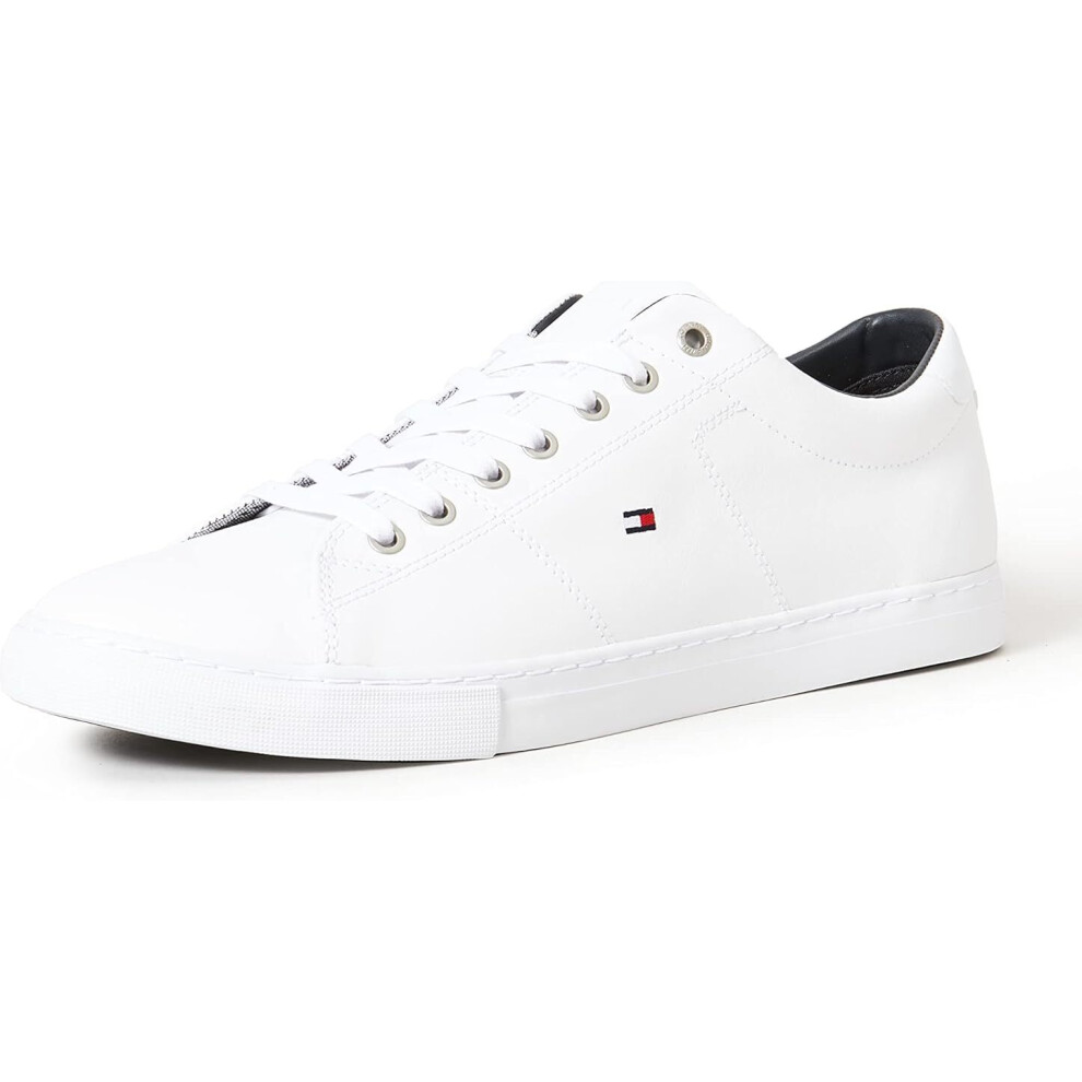 (EU 41) Tommy Hilfiger Mens Essential Leather Sneakers Shoes - White