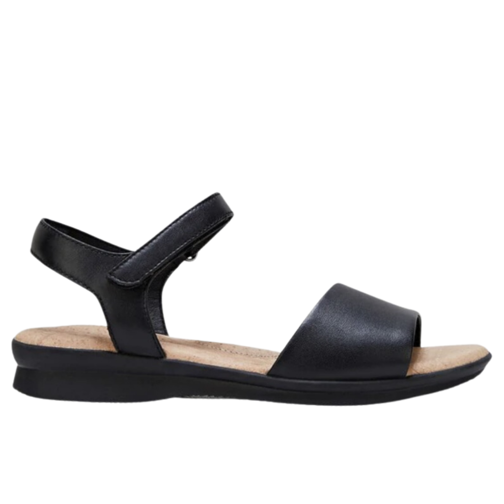 (US 6) Hush Puppies Womens Nigella Flats Shoes Sandals Leather - Black