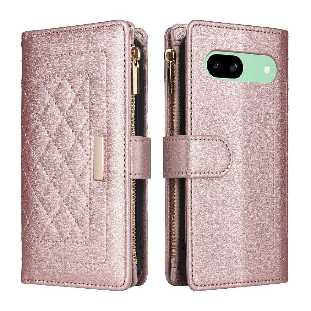 (Rose ) Flip Case For Google Pixel 8A Card Slots Strap Shockproof Wallet Gold 764762808594