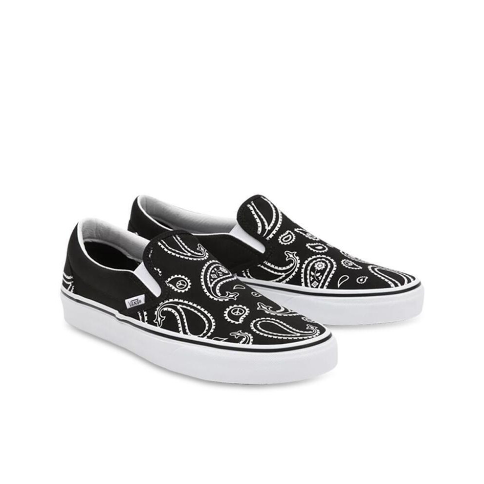 (US 8) Vans Mens Classic Slip-On Shoes Sneaker Casual Peace Paisley - Black/True White