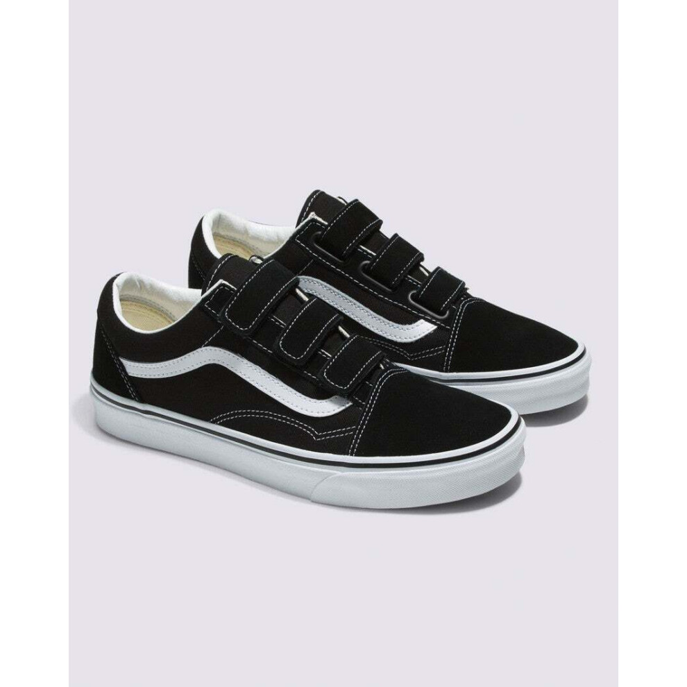 (US 8) Vans Old Skool V Shoes Suede Canvas Sneakers - Black/White