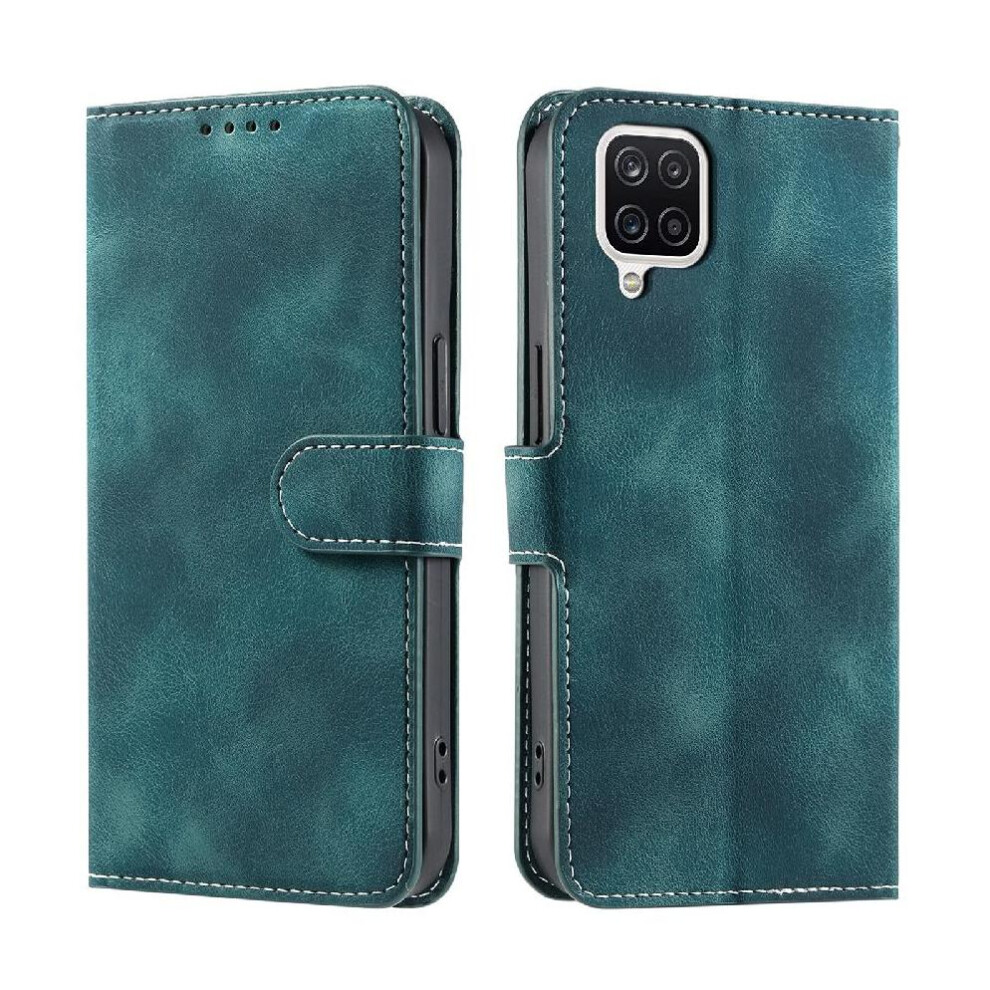 (Green) Flip Case For Samsung Galaxy A12 Wrist Strap Pu Leather Wallet Card Slots Magnetic Kickstand Green 764762809782