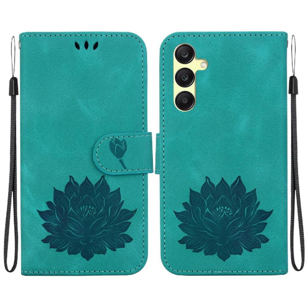 (Green) Flip Case For Samsung Galaxy A25 5G Magnetic Relief Lotus Flower Kickstand Wallet Kickstand Green 764762811044
