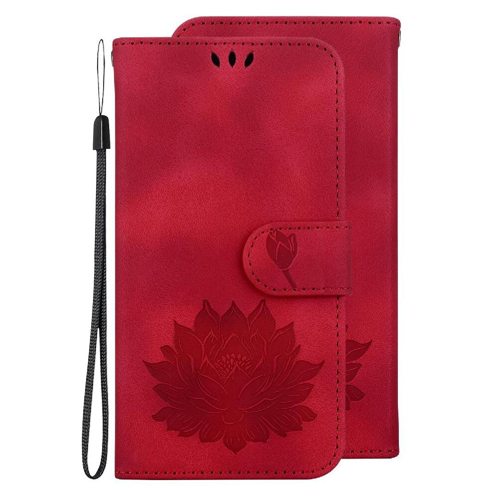 (Red) Flip Case For Samsung Galaxy A15 4G/5G Kickstand Magnetic Relief Lotus Flower Wallet Kickstand Red 764762811266