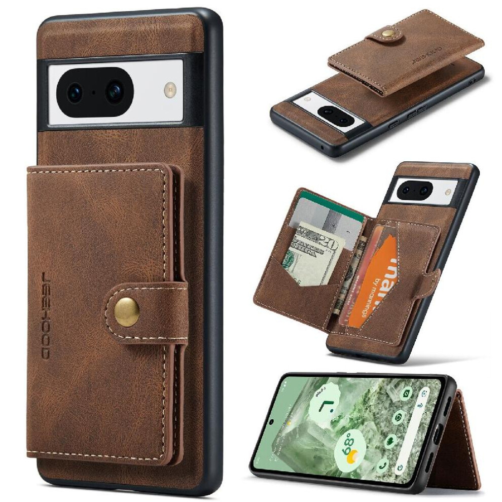 (Brown) Case For Google Pixel 8A Detachable Magnetic Design Magsafe Stand Cardholder Brown 764762811464