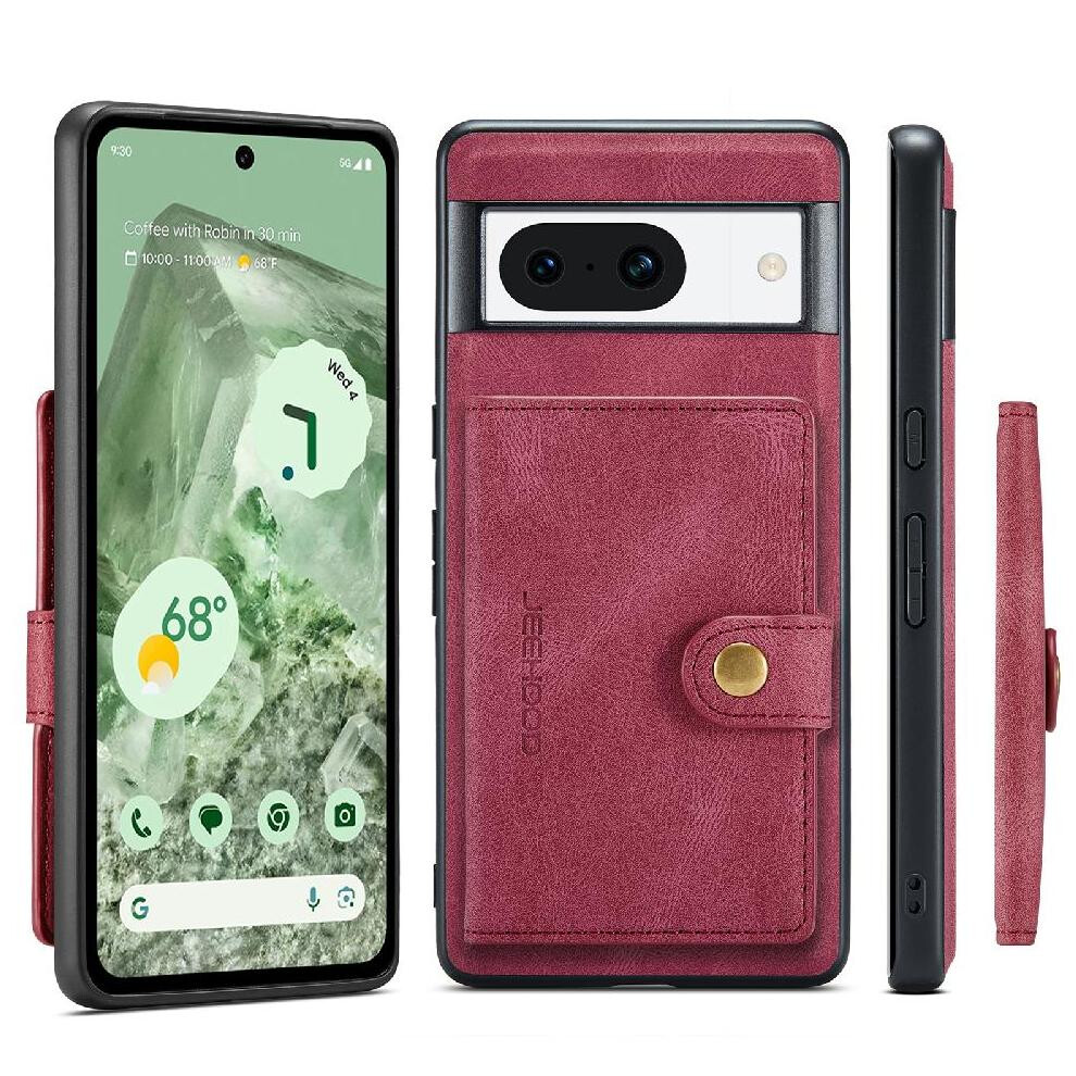 (Red) Case For Google Pixel 8A Detachable Magnetic Design Magsafe Stand Cardholder Red 764762811471