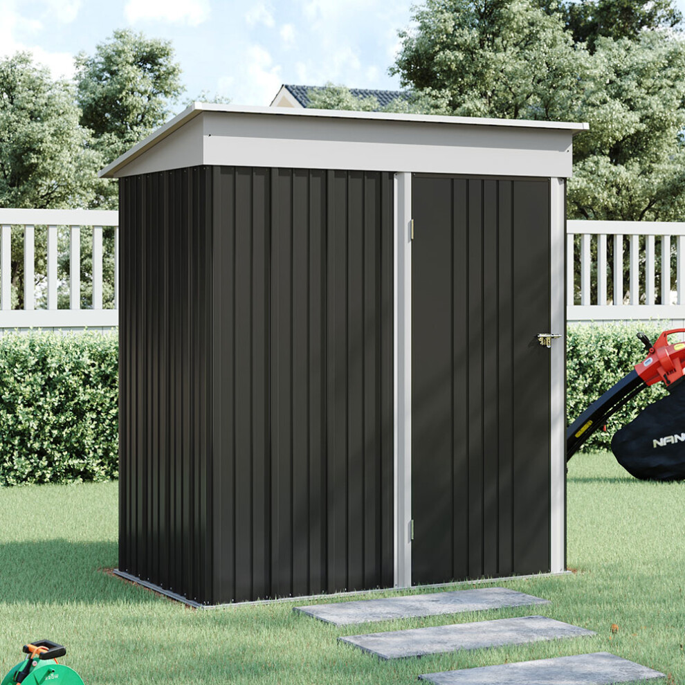 162cm Wide Metal Storage Shed with Rack Patio Garden Tool House