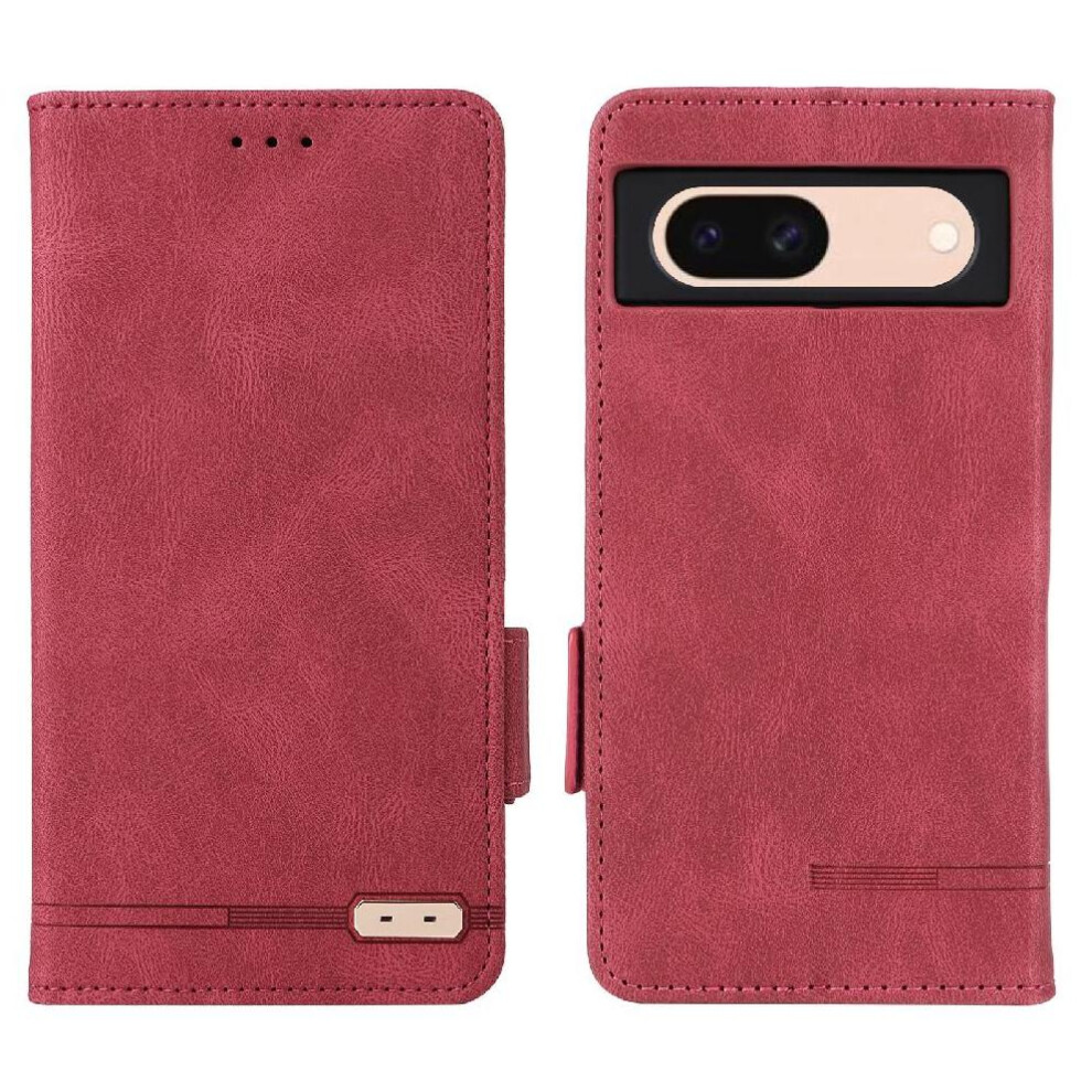 (Red) Flip Case For Google Pixel 8A Cover Magnetic Wallet Card Holder Kickstand With Buckle Red 764762813611