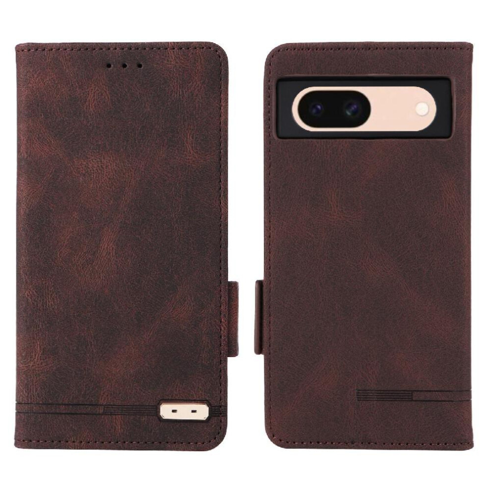 (Brown) Flip Case For Google Pixel 8A Cover Magnetic Wallet Card Holder Kickstand With Buckle Brown 764762813581