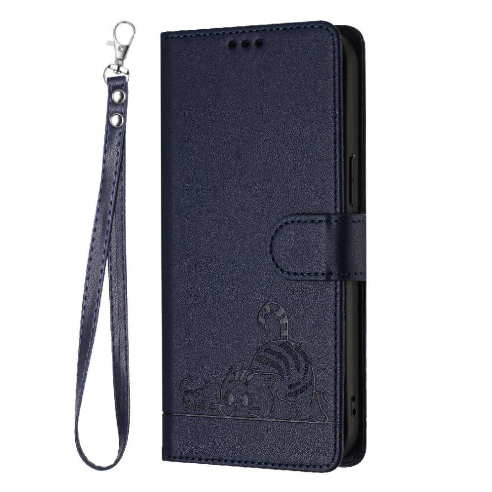 (Blue) Case For Samsung Galaxy A14 5G/4G Wallet Flip Cover Card Slot Holder Kickstand Cat Rfid Blue 764762814069