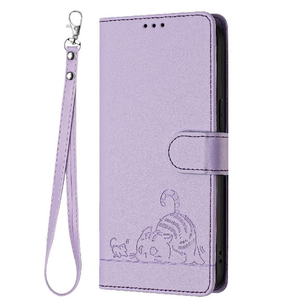 (Purple) Case For Google Pixel 8A Wallet Flip Cover Card Slot Holder Kickstand Cat Rfid Purple 764762814397