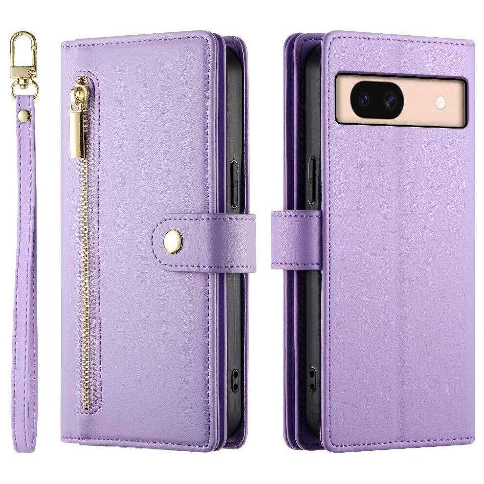(Purple) Flip Case For Google Pixel 8A Crossbody Strap Multifunctional Stand Wallet Business Purple 764762814878