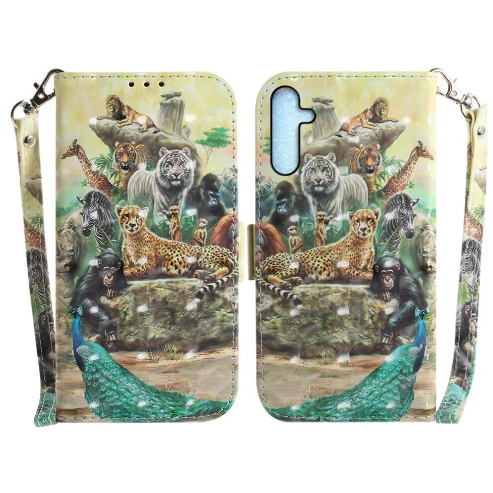 (Ohter) 3D Painted Protective Case For Samsung Galaxy A25 5G Wallet Lanyard Card Slots Magnetic Closure Pu Leather 764762815202