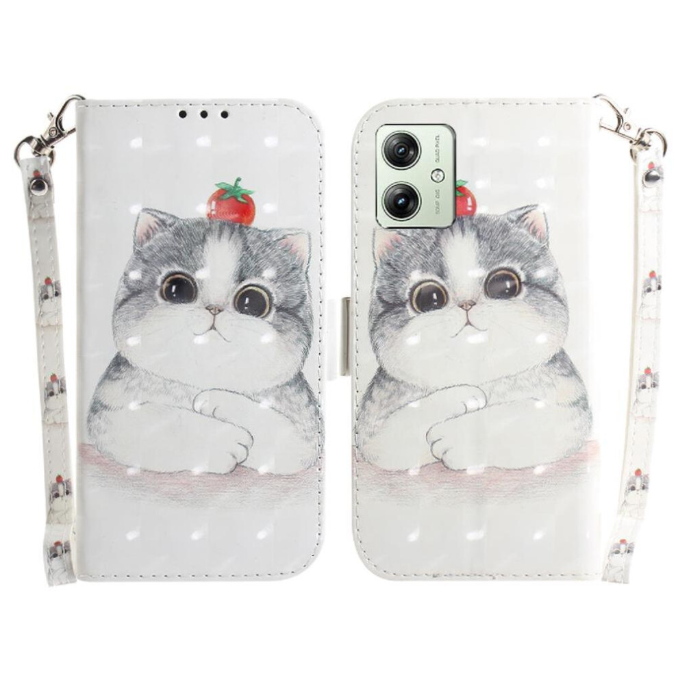 (C10) 3D Painted Protective Case For Motorola Moto G54 Magnetic Closure Pu Leather Wallet Card Slots Lanyard 764762815561