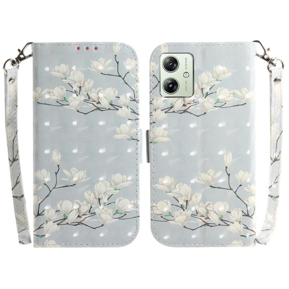 (C8 ) 3D Painted Protective Case For Motorola Moto G54 Magnetic Closure Pu Leather Wallet Card Slots Lanyard 764762815547