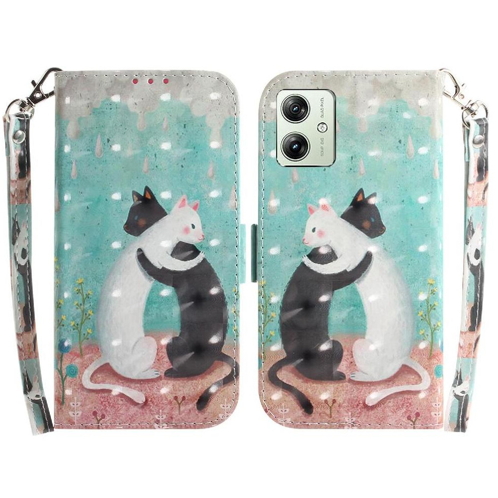 (C9 ) 3D Painted Protective Case For Motorola Moto G54 Magnetic Closure Pu Leather Wallet Card Slots Lanyard 764762815554