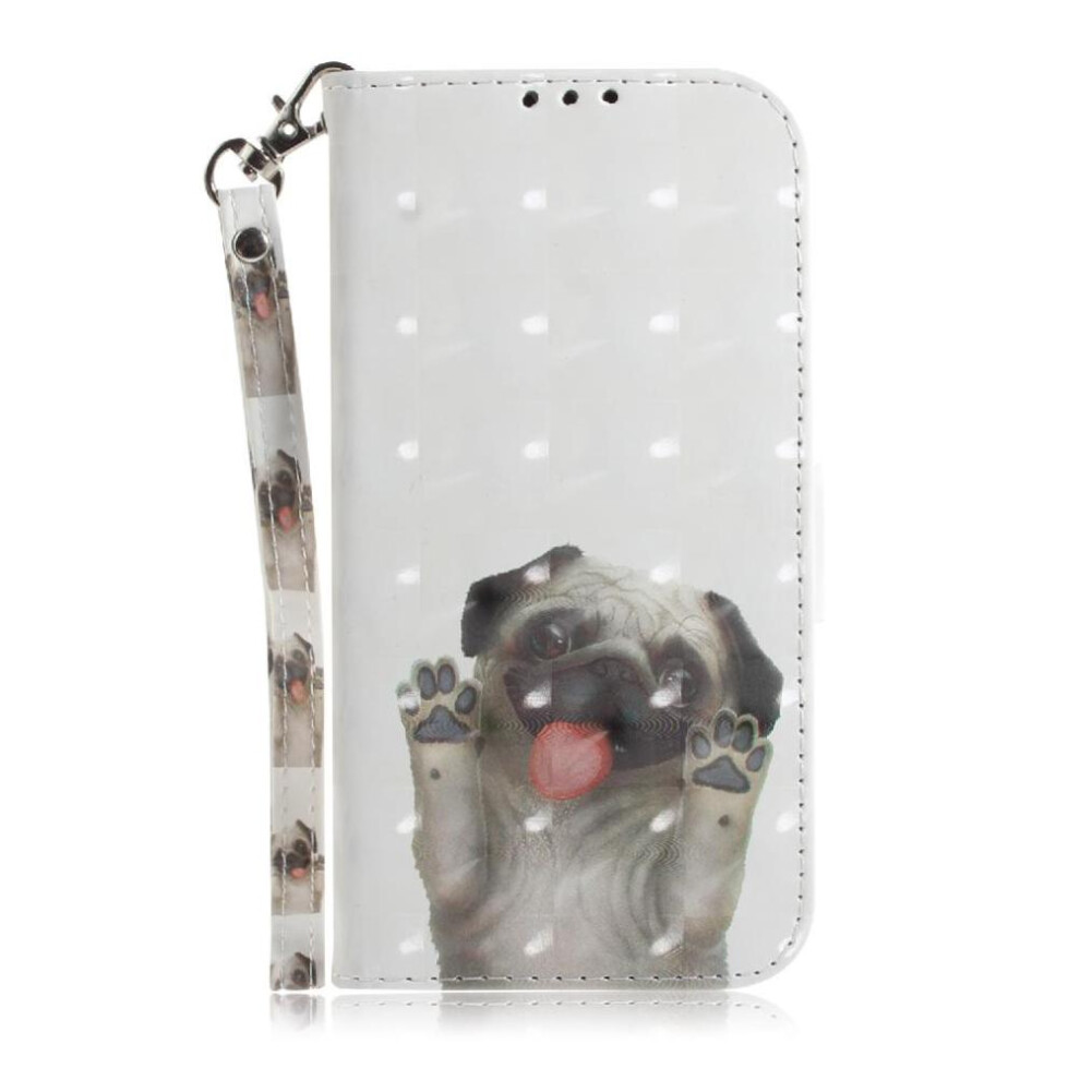 (White) 3D Painted Protective Case For Motorola Moto G54 Magnetic Closure Pu Leather Wallet Card Slots Lanyard White 764762815585