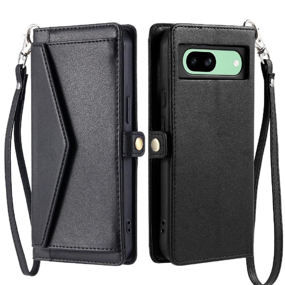 (Black) Wallet Crossbody Case For Google Pixel 8A Zipper Bills Slot Card Holder Rfid Blocking Wallet Case For Women Black 764762815622