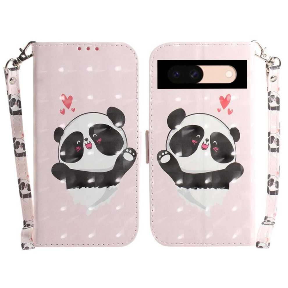 (C7 ) 3D Painted Protective Case For Google Pixel 8A Wallet Lanyard Pu Leather Magnetic Closure Card Slots 764762815929