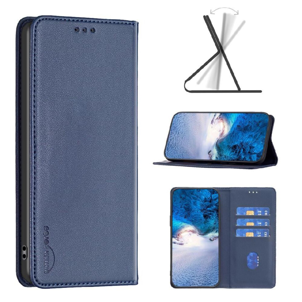 (Blue) Flip Case for Google Pixel 8a Multi-color Business Pu Leather Multi-card Slot Magnetic Wallet