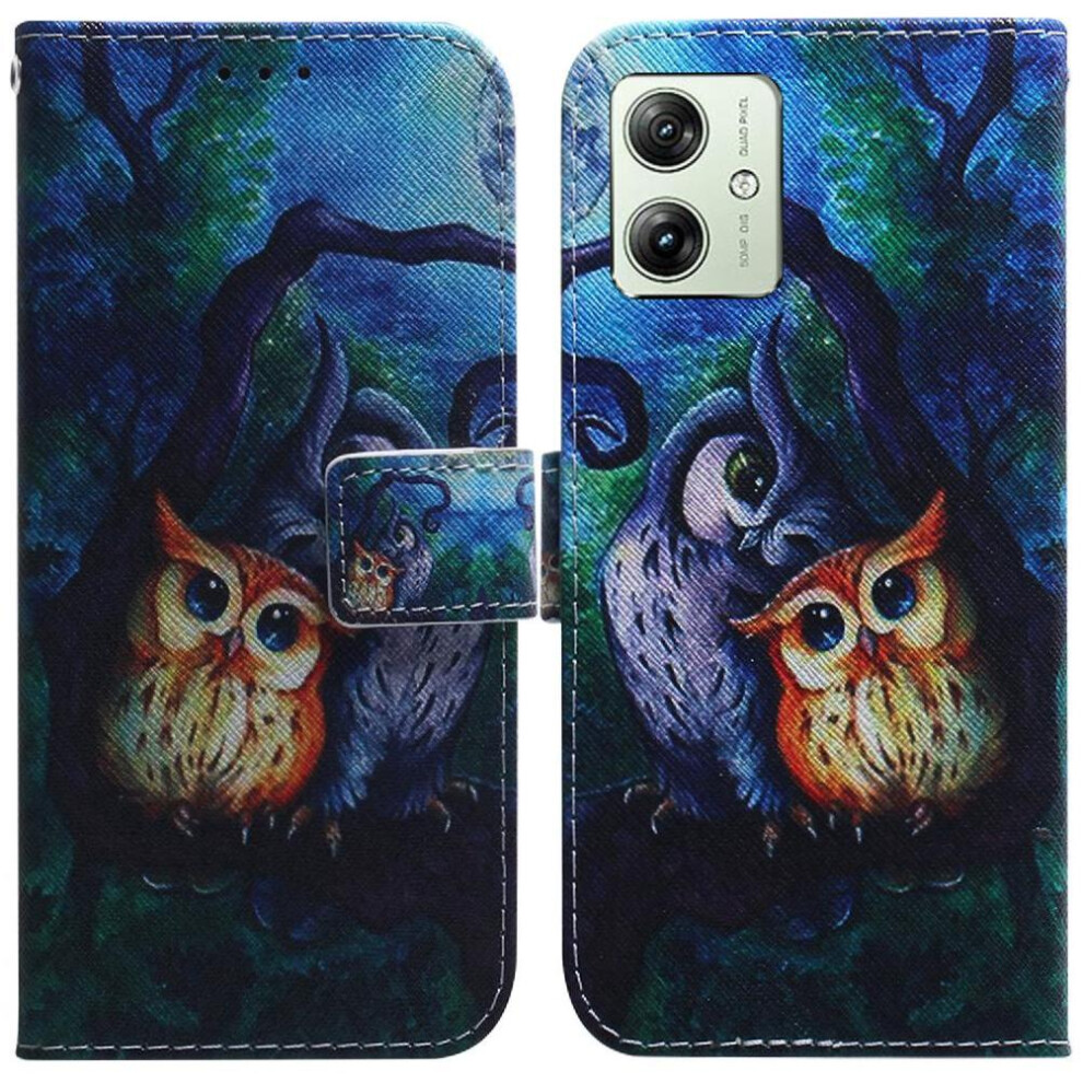 (C2) Flip Case For Motorola Moto G54 Card Slots Magnetic Closure Pu Leather Painted Wallet 764762818388
