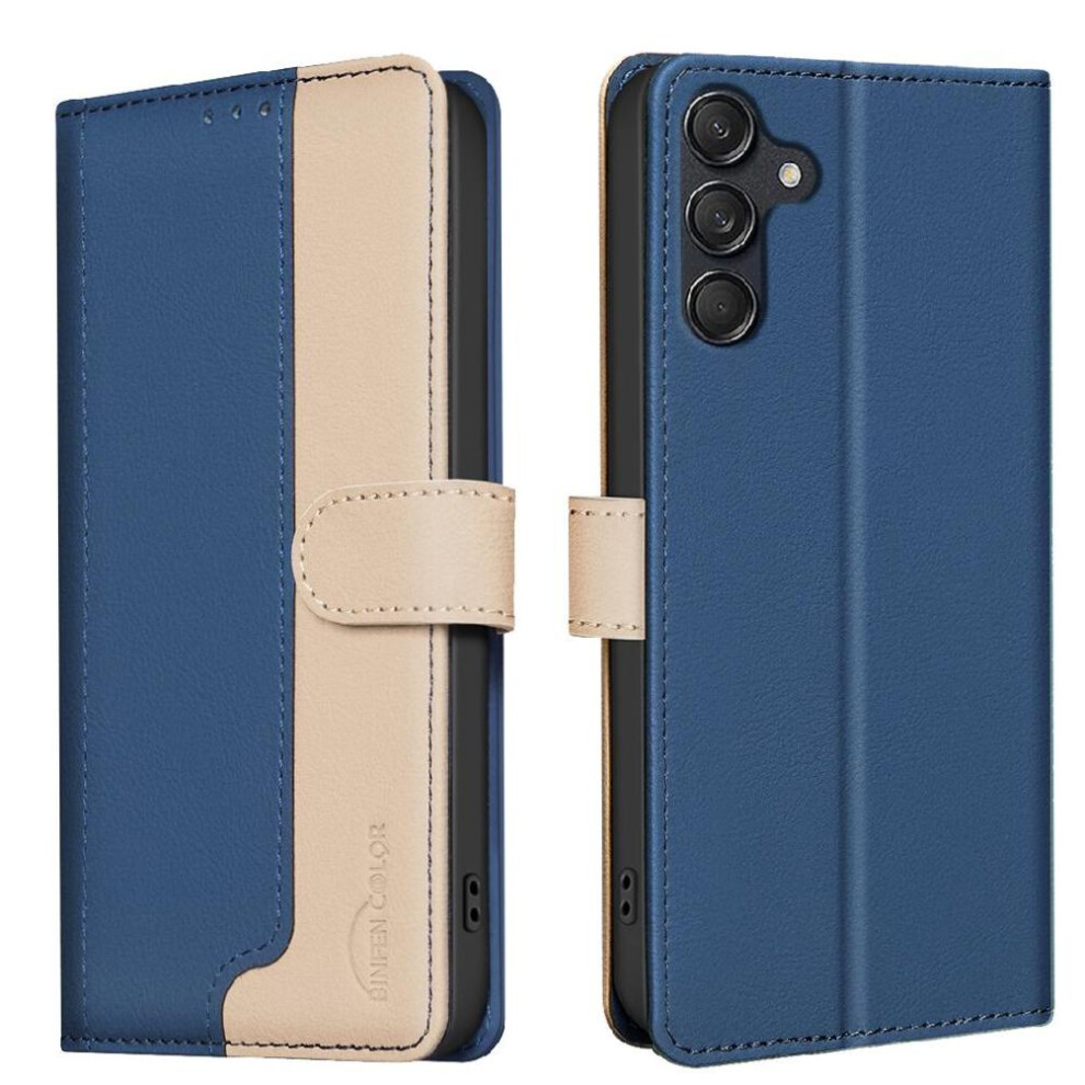 (Blue) Flip Case For Samsung Galaxy A25 5G Card Slots Holder Rfid Blocking Kickstand Flip Folio Shockproof Tpu Inner Shell Blue 764762820183
