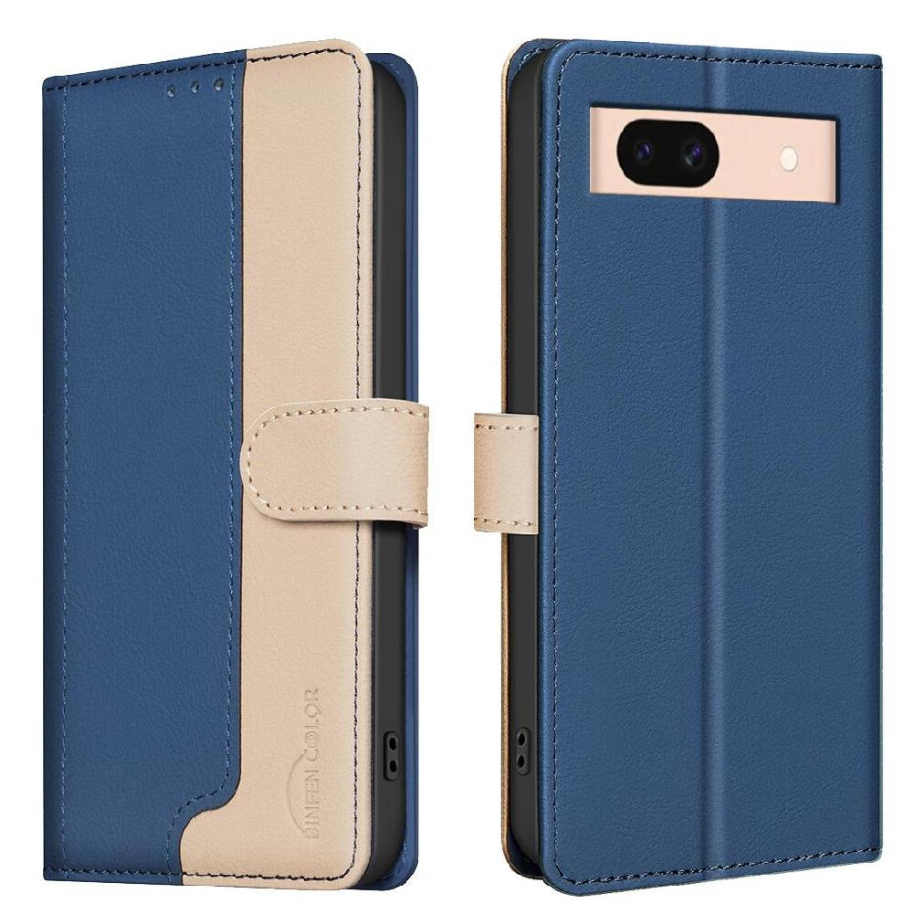 (Blue) Flip Case For Google Pixel 8A Kickstand Flip Folio Card Slots Holder Shockproof Tpu Inner Shell Rfid Blocking Blue 764762820480