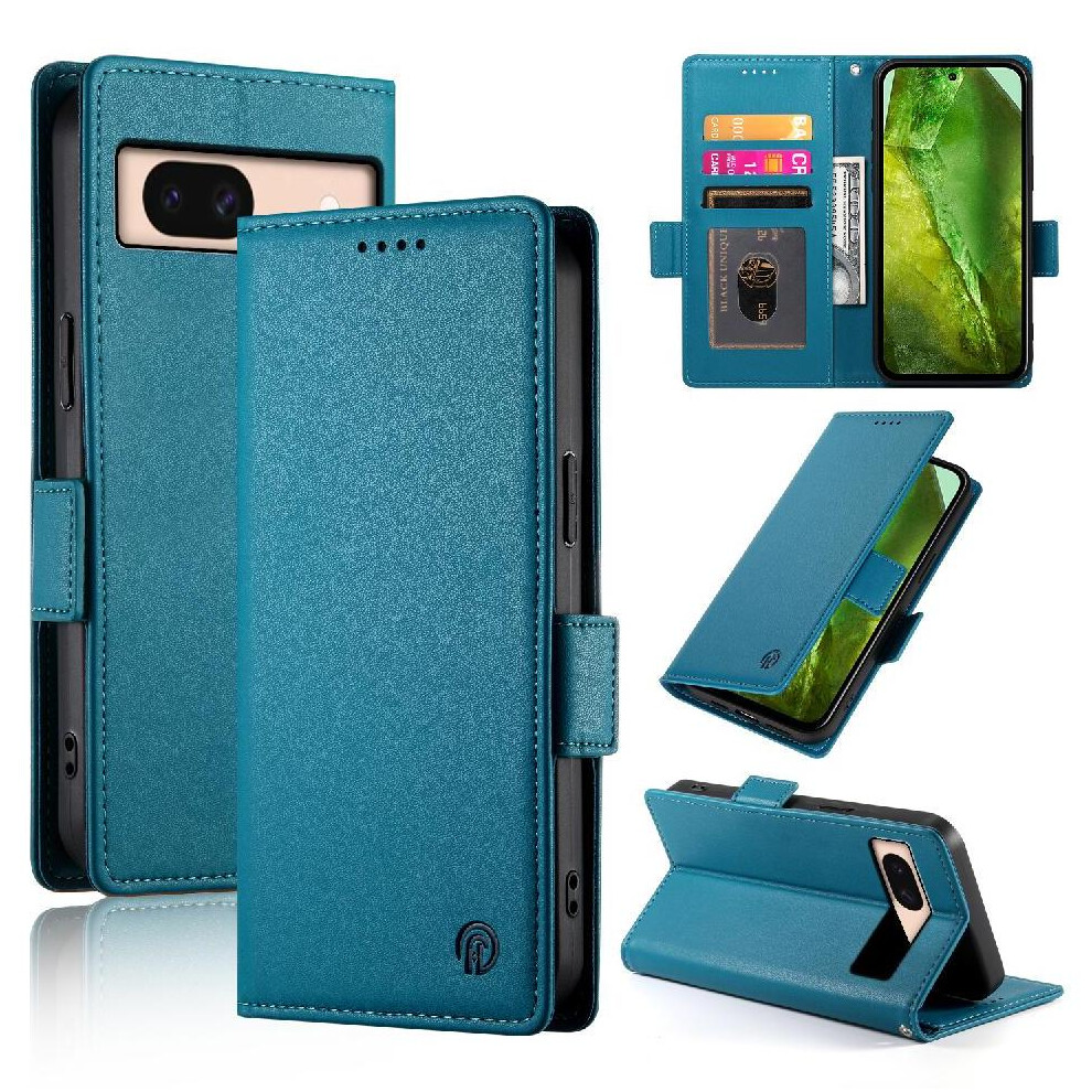 (Blue) Flip Case For Google Pixel 8A Flip Card Slots Daily Use Business Wallet Blue 764762821296