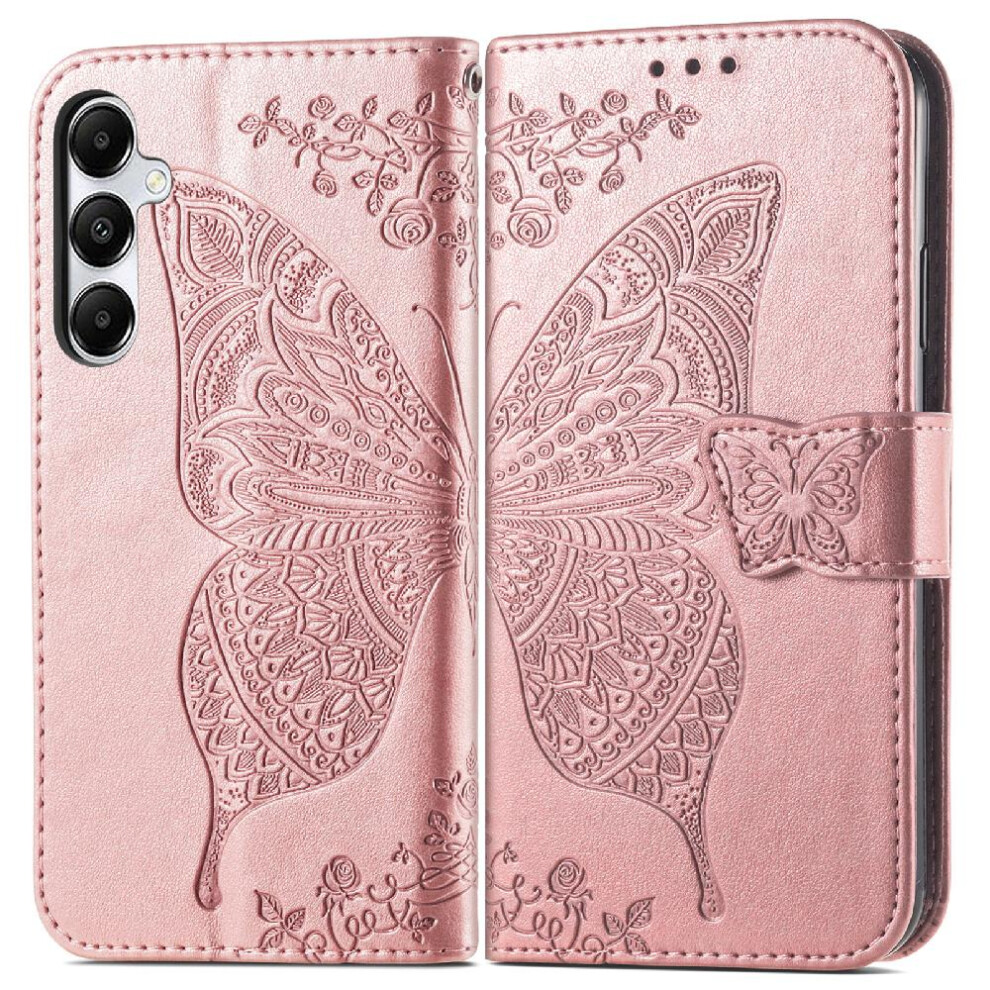 (Rose ) Flip Case For Samsung Galaxy A15 4G/5G Wing Butterfly Multi-Color Wallet Business Gold 764762826086