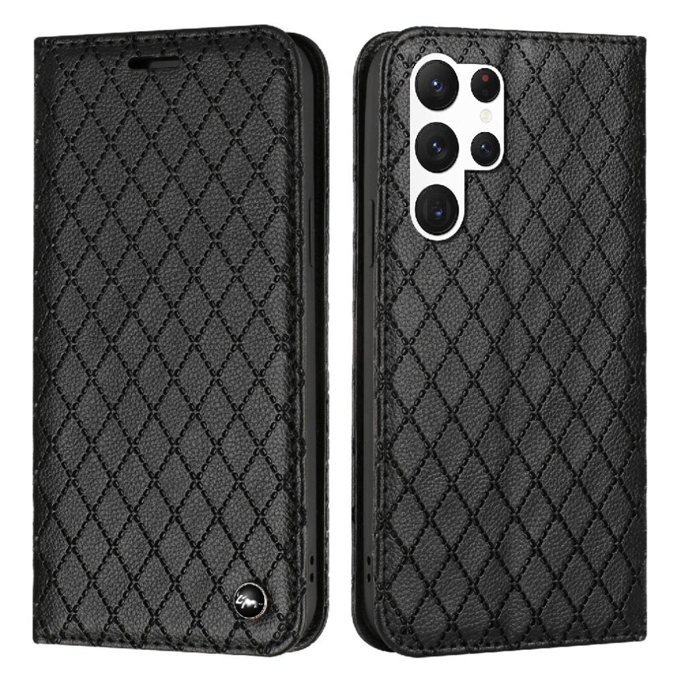 (Black) Case For Samsung Galaxy S24 Ultra Magnetic Shell Wallet Card Slots Holder Business Flip Black 764762828646