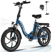 (Blue) HITWAY BK6S Electric Bike, 20" Fat Tire Ebikes