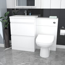 Nes Home White Floor Standing 600mm Vanity Unit 2 Drawers WC Unit & BTW Toilet