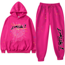 (XXL, rose) Fashion Hip Hop Printed Couple Sweatshirt Men's and Women's Hoodie Sweatshirt Set