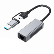 Adaptador Ethernet Usb3.1 2 5G Adaptador Ethernet 2 em 1 Usb-A/Usb-C para 2 5 Gbps Conversor de Rede Usb 3.1 para Rj45 para Pc Laptop Wind
